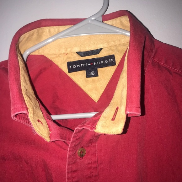 Tommy Hilfiger long sleeve red button down Large - Picture 2 of 5